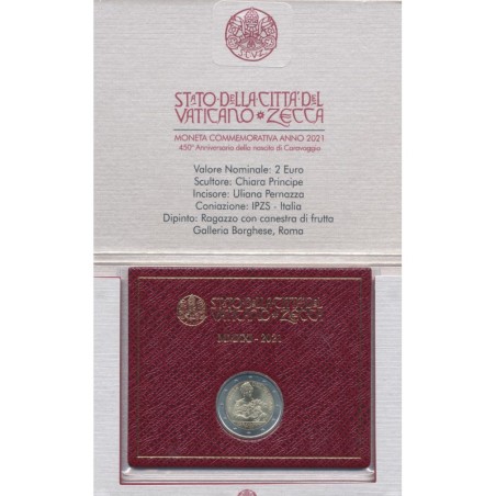 Vatican - 2 Euro 2021 - 450e anniversaire de la naissance du Caravaggio