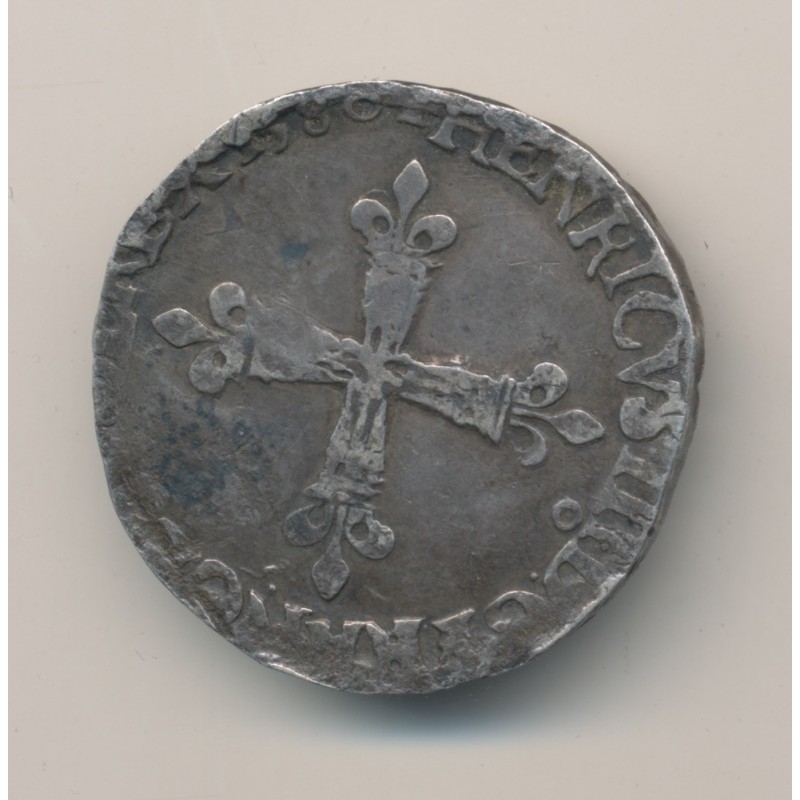 Henri III - 1/4 écu - 1580 Rennes - TB