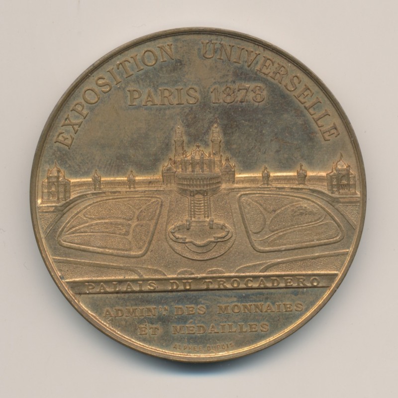 Médaille - Exposition universelle - Paris Trocadéro 1878 - bronze doré - 51mm - boudiné - SUP