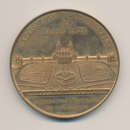 Médaille - Exposition universelle - Paris Trocadéro 1878 - bronze doré - 51mm - boudiné - SUP