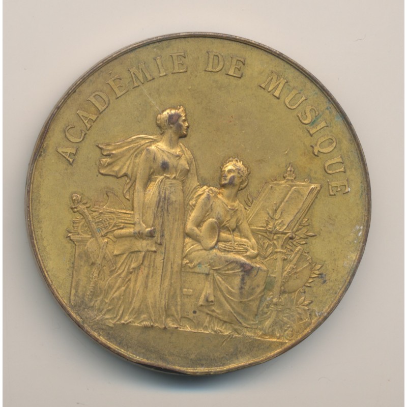 Médaille - Académie de musique - Ville de Calais - bronze doré - 51mm - TTB