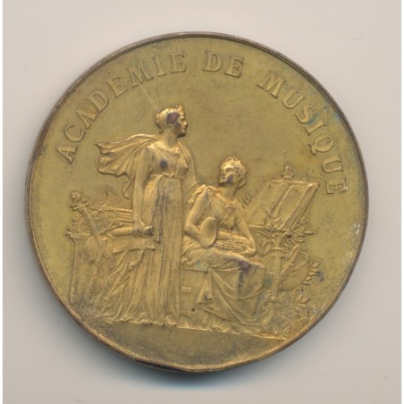 Médaille - Académie de musique - Ville de Calais - bronze doré - 51mm - TTB