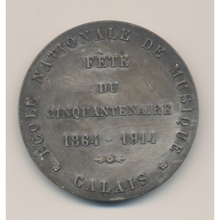 Médaille - École nationale de musique - fête cinquantenaire 1864-1914 - Calais - 46mm