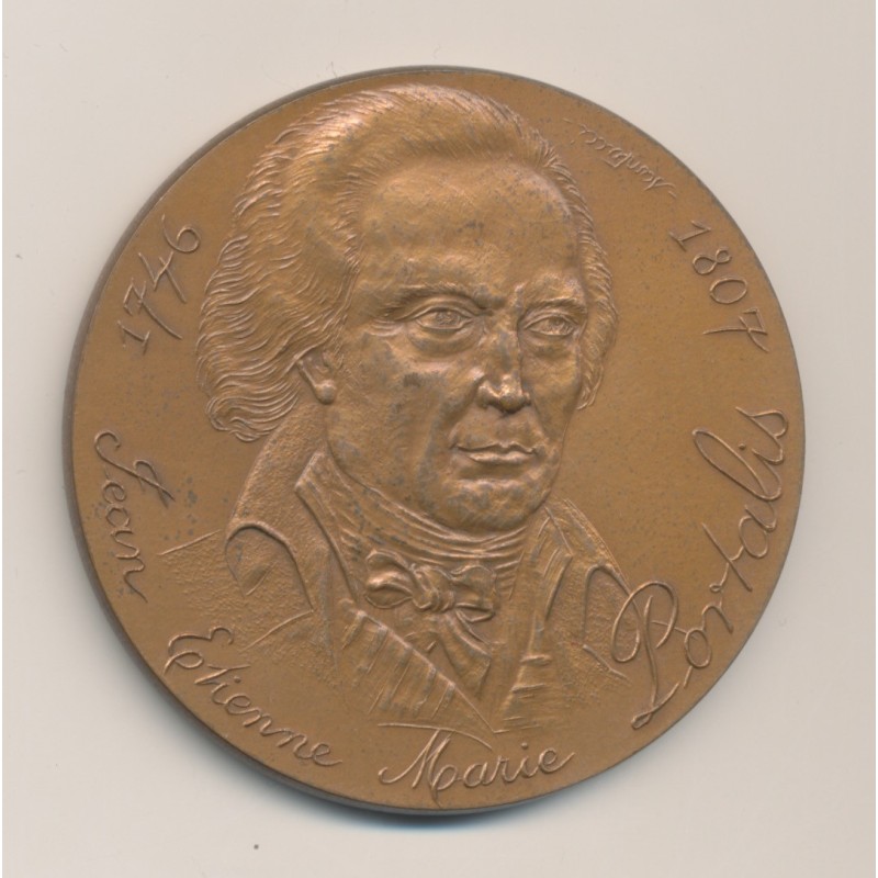 Médaille - Notariat Français - Caisse des dépôts - J.E.M Portalis - 1746/1807 - bronze - 59mm - TTB+