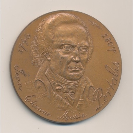 Médaille - Notariat Français - Caisse des dépôts - J.E.M Portalis - 1746/1807 - bronze - 59mm - TTB+