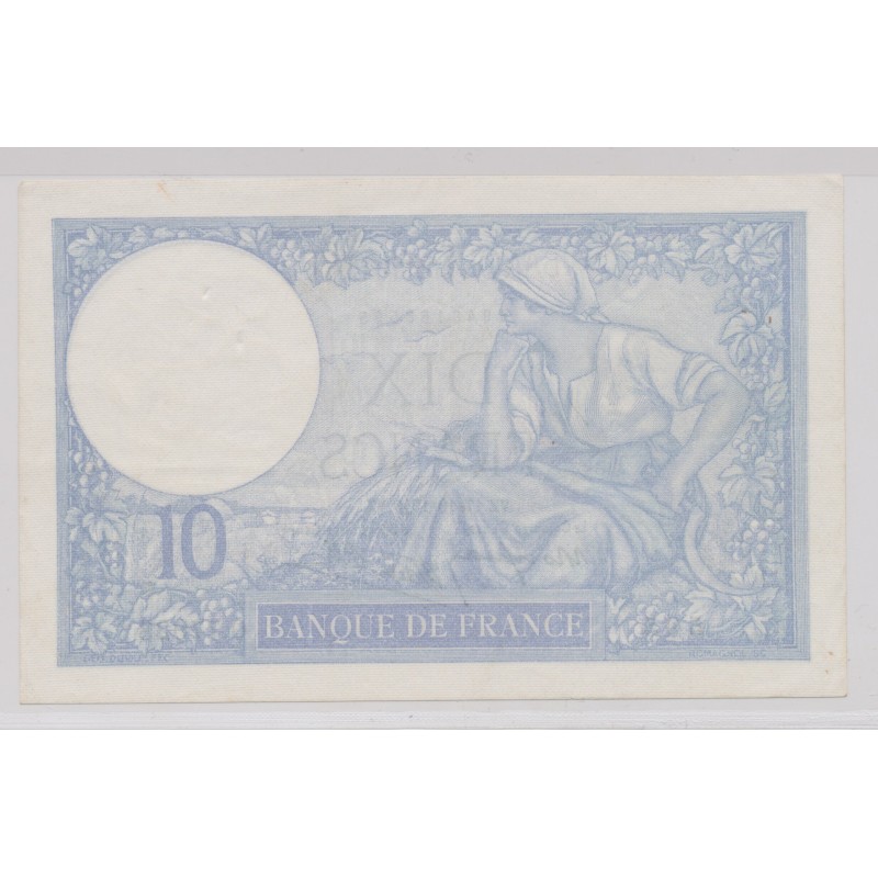 10 Francs Minerve bleu - 17.12.1940 - O.77928 - TTB+ - Numero radar 595