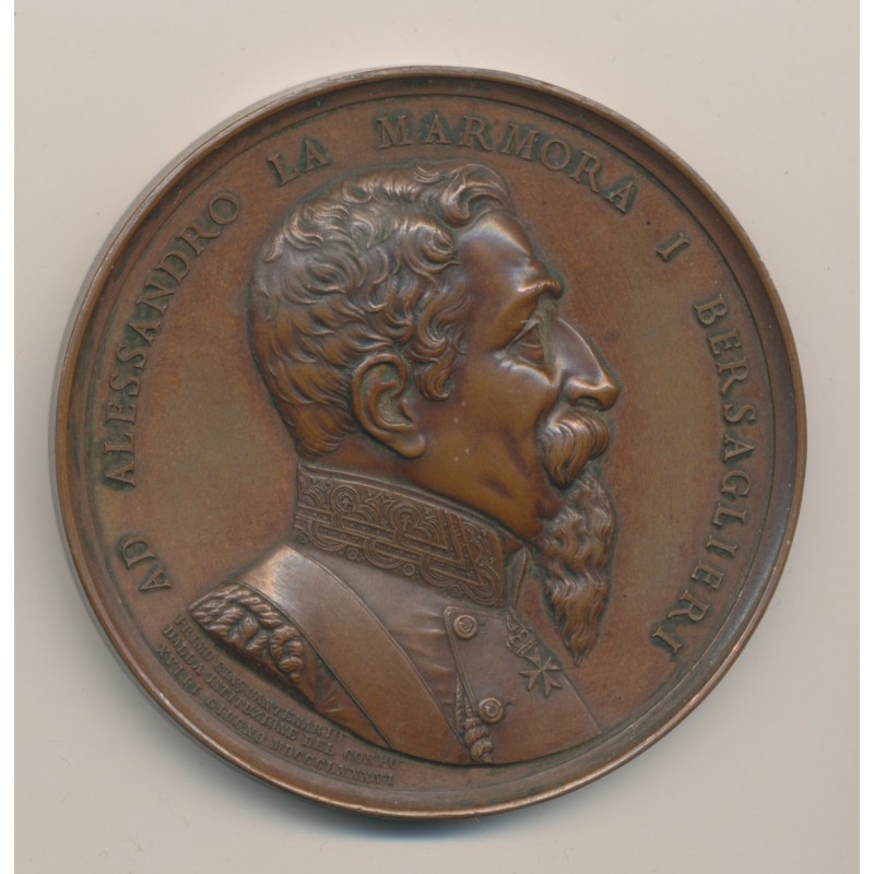 Médaille - AD Alessandro la marmora I Bersaglieri - 1886 - bronze - 65mm - SUP