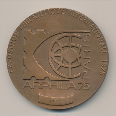 Médaille - Exposition philatélique internationale Paris - 1975 - bronze - 73mm - TTB+