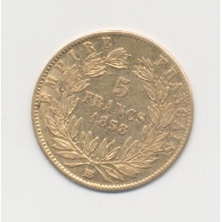 Napoléon III Tête nue - 5 Francs Or - 1858 BB Strasbourg - TB/TB+ 2