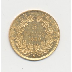 5 Francs Or - 1859 A Paris - Napoléon III Tête nue - SPL 2