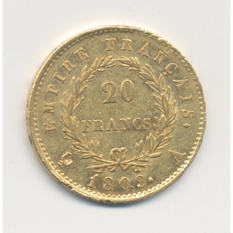 Napoléon empereur - 20 Francs Or - 1809 A Paris - SUP