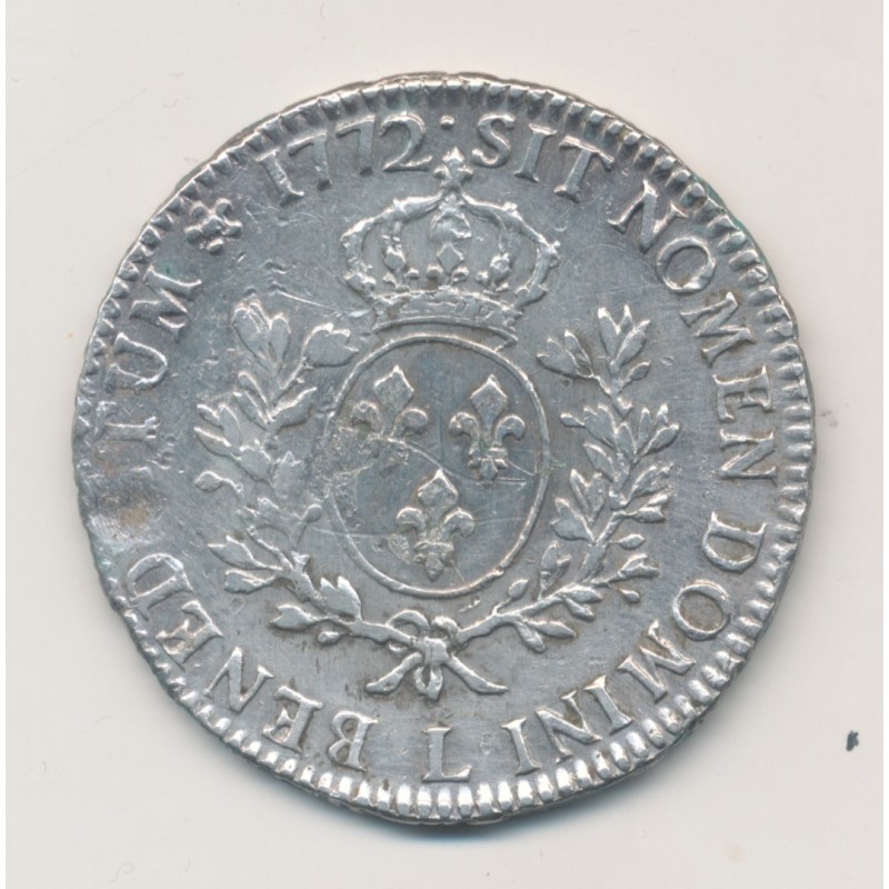 Louis XV - Écu à la vieille tête - 1772 L Bayonne - TB