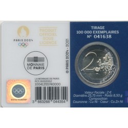 2 Euro 2021 - JO Paris 2024 - coincard bleu 2