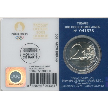 2 Euro 2021 - JO Paris 2024 - coincard bleu
