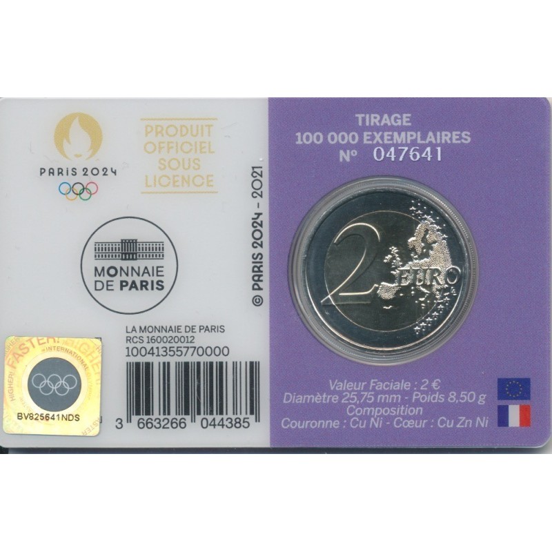 2 Euro 2021 - JO Paris 2024 - coincard violet