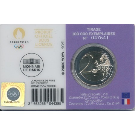 2 Euro 2021 - JO Paris 2024 - coincard violet