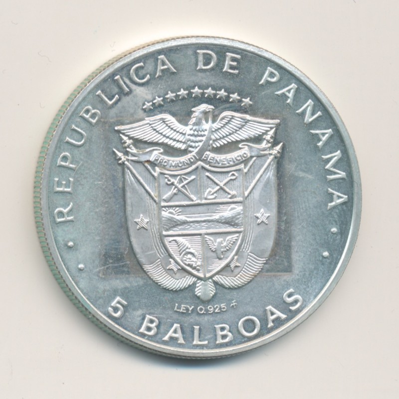Panama - 5 Balboas 1975 - Belisario Porras - argent - SUP