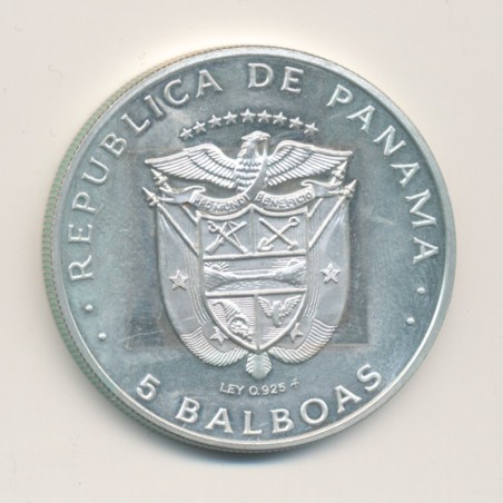 Panama - 5 Balboas 1975 - Belisario Porras - argent - SUP