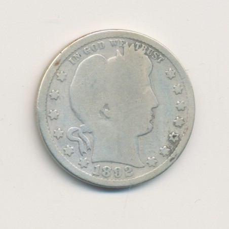 Etats-Unis - 1/4 Dollar 1892 - argent - B