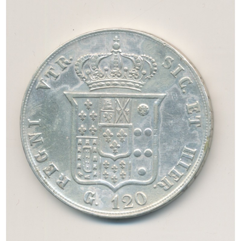 Italie - 120 Grana 1857 - Ferdinand II - Naples - argent - TTB+