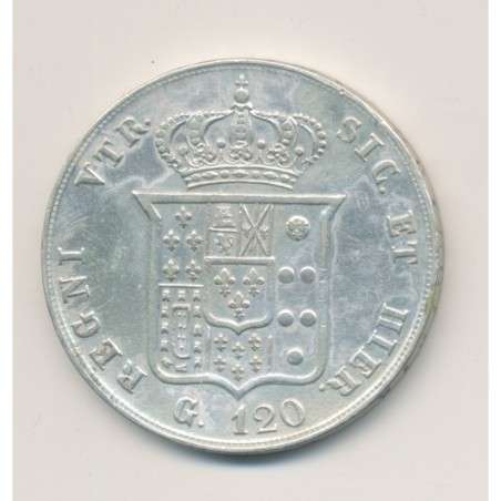 Italie - 120 Grana 1857 - Ferdinand II - Naples - argent - TTB+