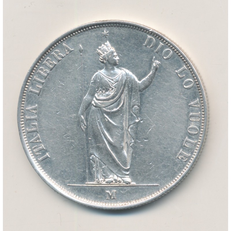 Italie - 5 Lire 1848 M Milan - Lombardie - argent - TTB+