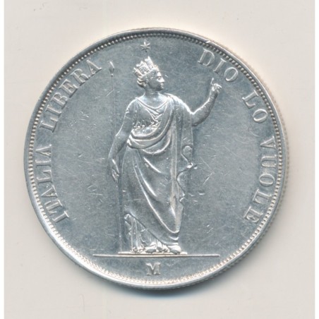Italie - 5 Lire 1848 M Milan - Lombardie - argent - TTB+