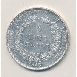 Italie - 5 Lire 1848 M Milan - Lombardie - argent - TTB+ 2