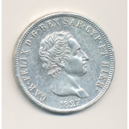 Italie - Sardaigne - 5 Lire 1827 P Gênes - Charles Félix - TTB+