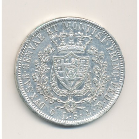 Italie - Sardaigne - 5 Lire 1827 P Gênes - Charles Félix - TTB+