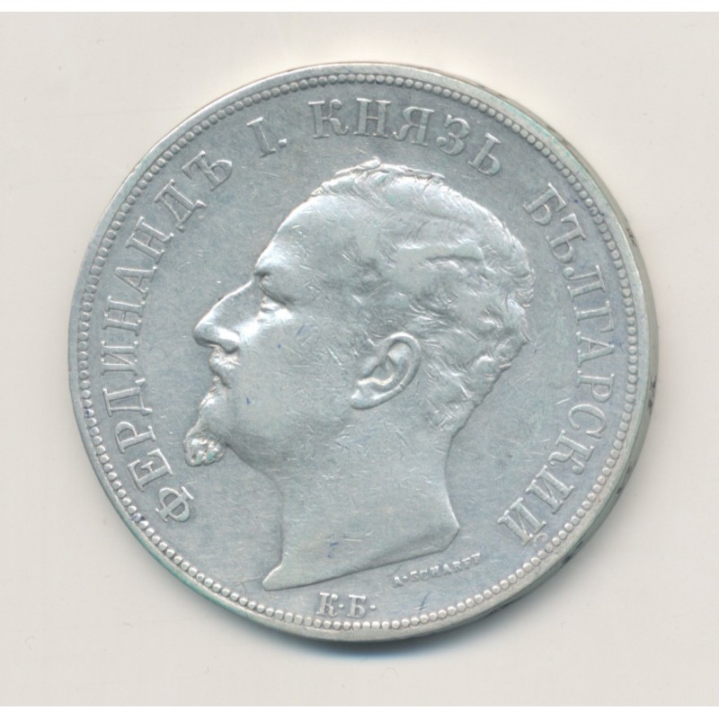 Bulgarie - 5 Jeba 1892 KB - Ferdinand I - argent - TB+ 