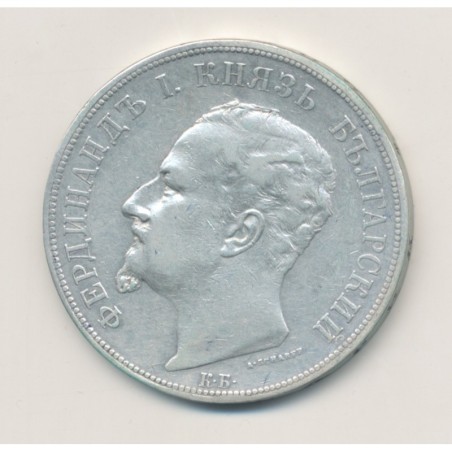 Bulgarie - 5 Jeba 1892 KB - Ferdinand I - argent - TB+ 