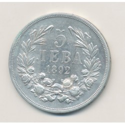 Bulgarie - 5 Jeba 1892 KB - Ferdinand I - argent - TB+  2