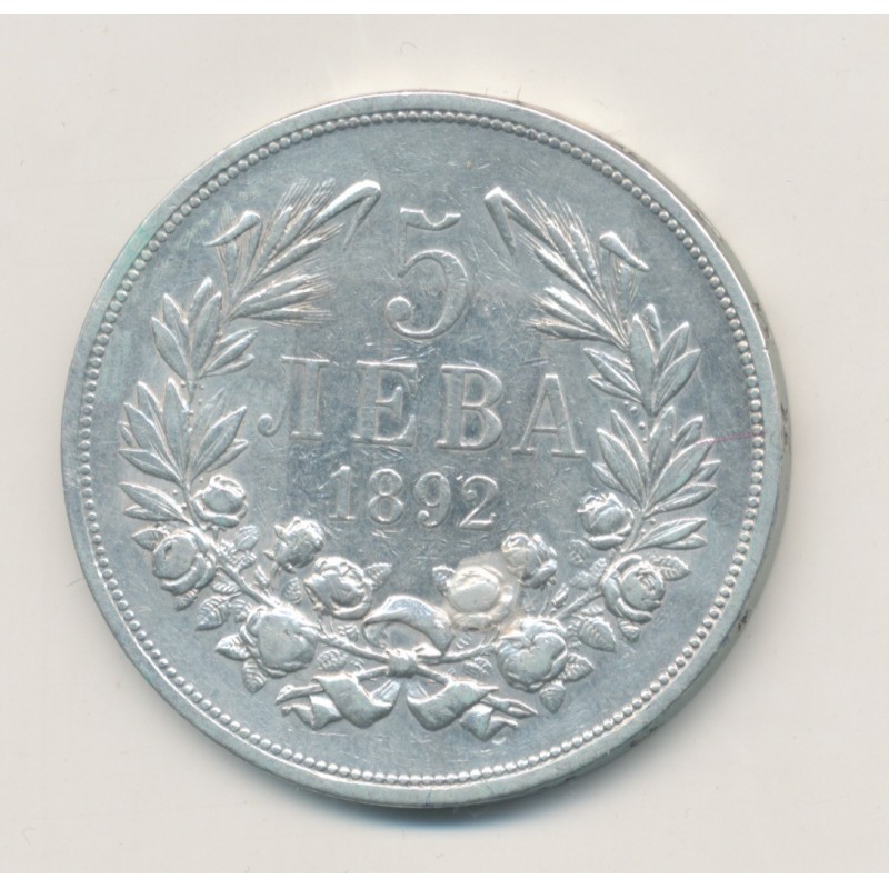 Bulgarie - 5 Jeba 1892 KB - Ferdinand I - argent - TB+ 