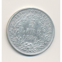 Vatican - 5 Lire 1870 XXIV R - Pius IX - argent - TTB 2