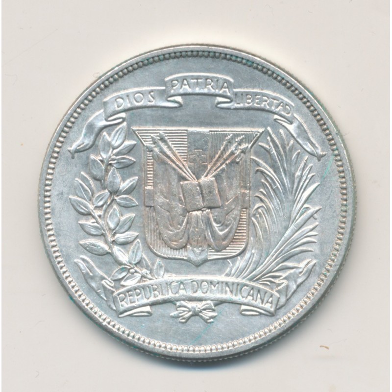 République Dominicaine - 1 Peso 1955 - 25e anniversaire de Trujillo - argent - TTB+