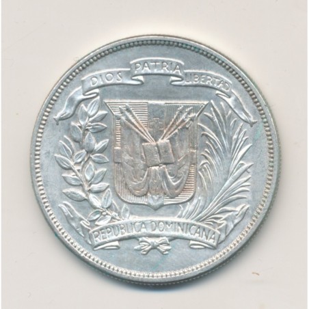 République Dominicaine - 1 Peso 1955 - 25e anniversaire de Trujillo - argent - TTB+