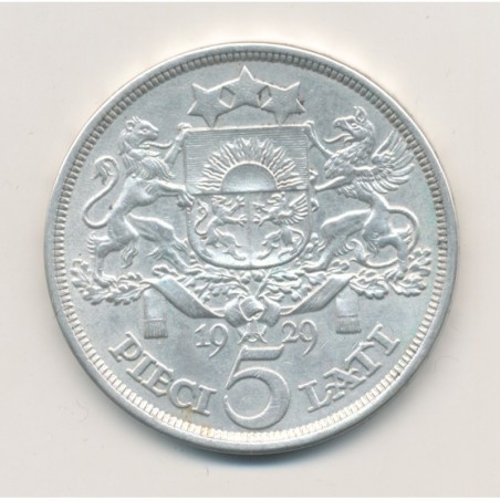 Lettonie - 5 Lati 1929 - argent - TTB+