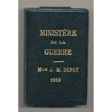 Médaille - Ministère de la guerre - Dévouement épidémies - 1919 - avec écrin attribué