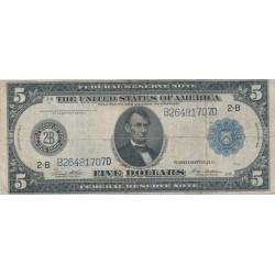 Etats-Unis - 5 Dollars 1914 - Abraham Lincoln