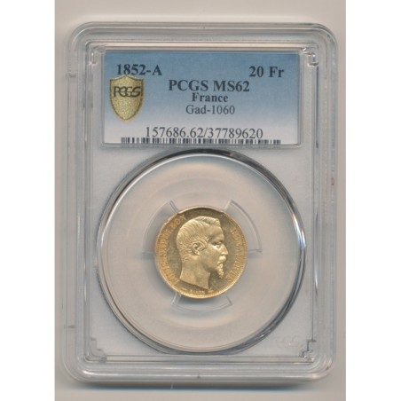 Louis Napoléon Bonaparte - 20 Francs Or - 1852 A Paris - PCGS MS62