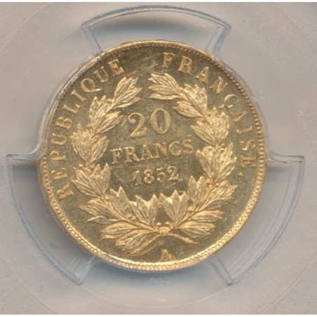Louis Napoléon Bonaparte - 20 Francs Or - 1852 A Paris - PCGS MS62