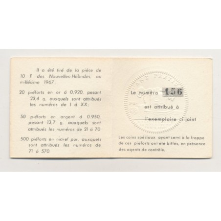 Piéfort - 10 Francs 1967 - Nouvelles-Hébrides - nickel - FDC