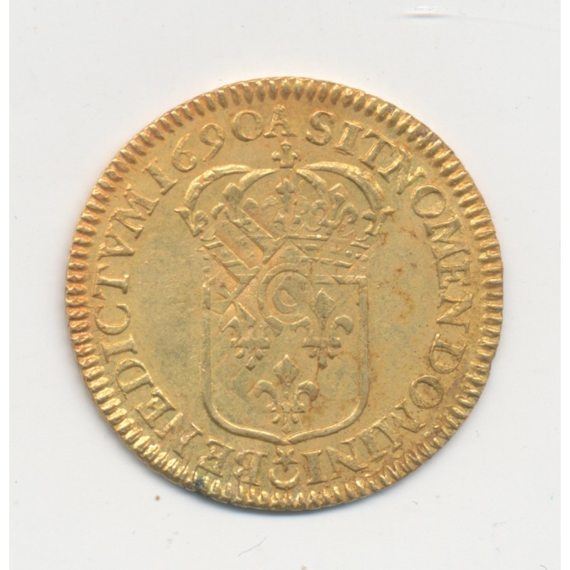 Louis XIV - Louis d'or à l'écu - 1690 A Paris - Réformation sur atelier Lyon - Trésor de Plozevet