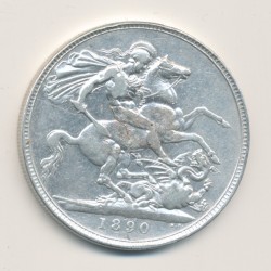 Angleterre - 1 Crown 1890 - Victoria - argent - TB 2