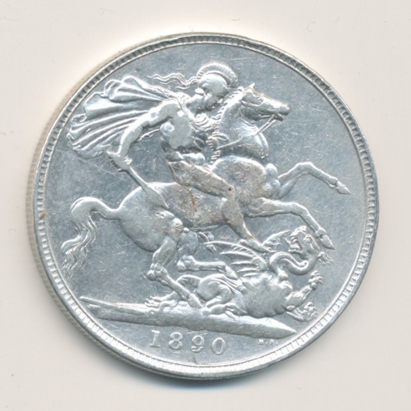 Angleterre - 1 Crown 1890 - Victoria - argent - TB