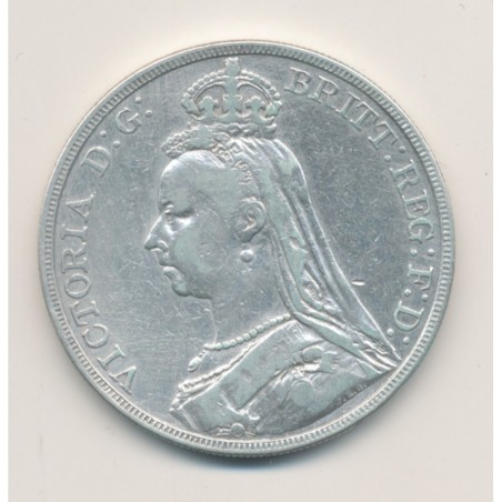 Angleterre - 1 Crown 1889 - Victoria - argent - TB/TB+