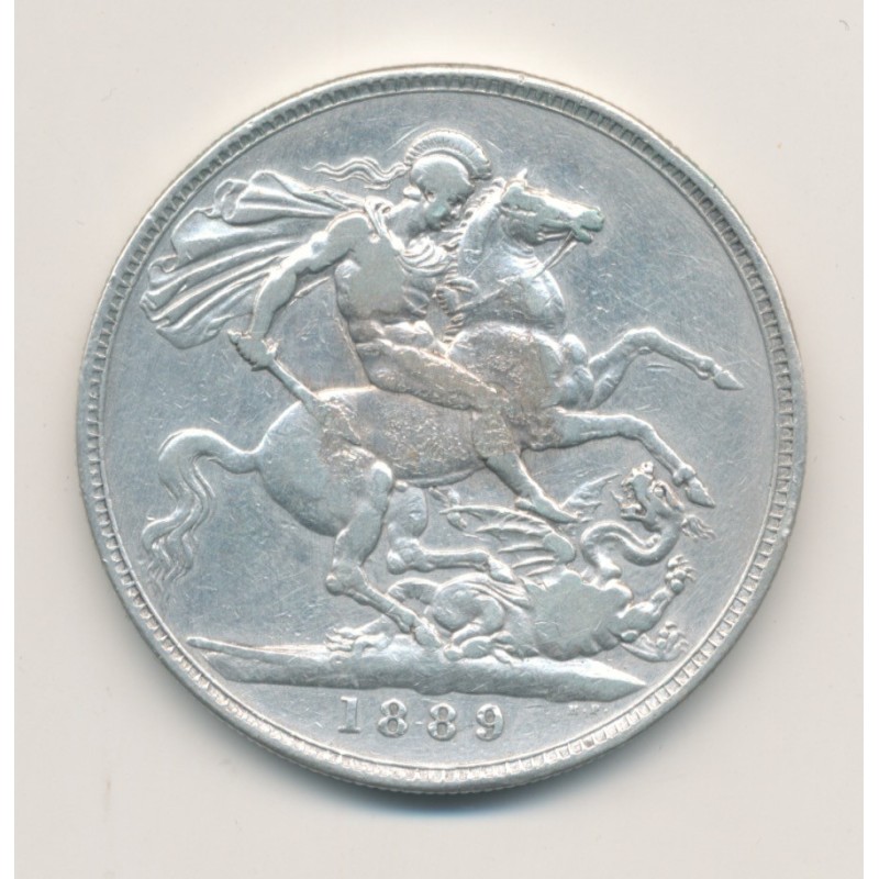 Angleterre - 1 Crown 1889 - Victoria - argent - TB/TB+