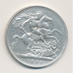 Angleterre - 1 Crown 1894 - Victoria - argent - TB 2