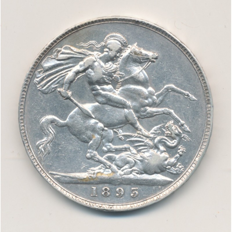 Angleterre - 1 Crown 1893 LVI - Victoria - argent - TTB+